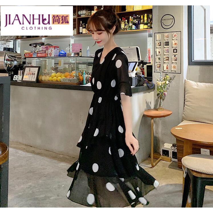 Đầm Dài Chấm Bi Thời Trang Mùa Hè Cho Nữ Size M-4Xl