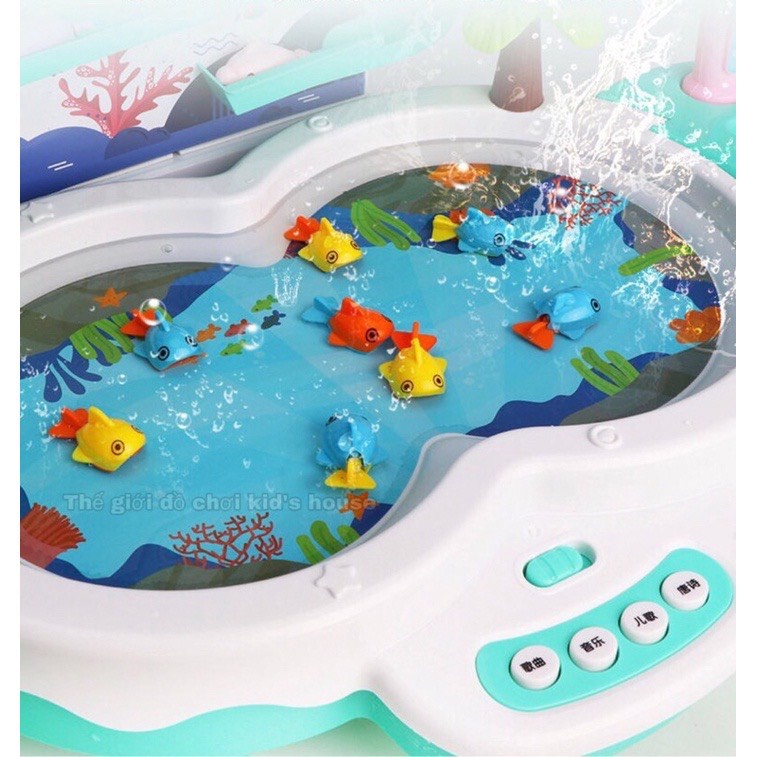 Đồ chơi câu cá tháp nam châm cho bé, có đường ray cá biết bay, pin sạc, Thegioidochoi1104