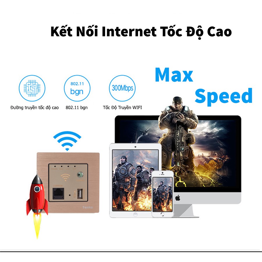 [Mặt Wifi Âm Tường + USB 3G] Chuẩn N 300mbps - Hỗ Trợ Repeater Thương Hiệu Nhật Bản TK-F71-B-69