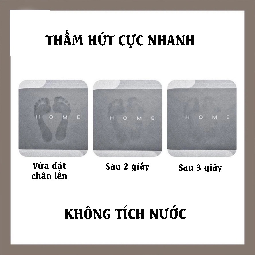 Thảm lau chân siêu thấm, hút nước nhanh, thảm nhà tắm chống trơn trượt cao cấp