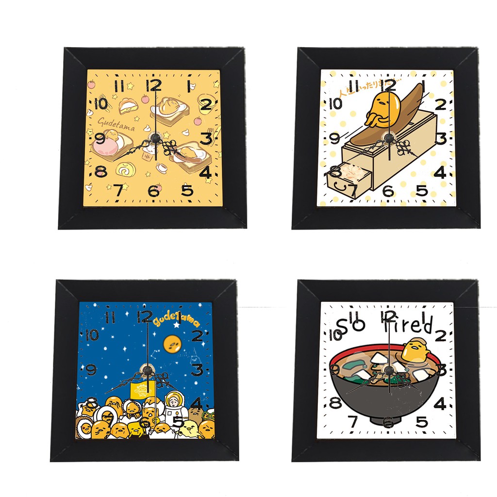 Đồng hồ treo tường trứng lười gudetama dạng khung ảnh 13x13 cm DHTI36 đồng hồ cute dễ thương