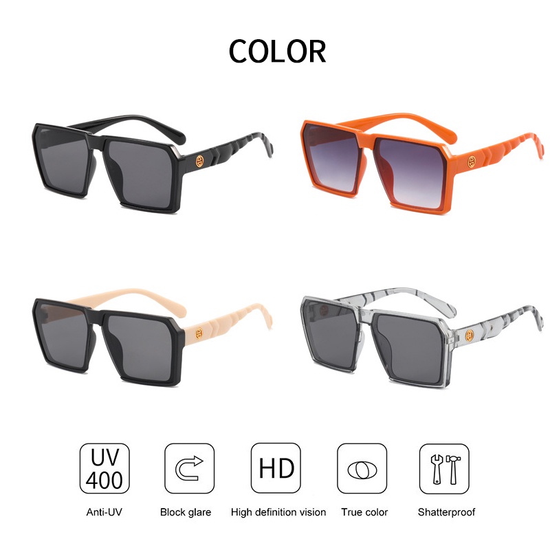 (KIQI-FASHION) COD Kính Mát Gọng Vuông Oversize Chống Tia UV Thiết Kế Đơn Giản Thời Trang Cho Nữ