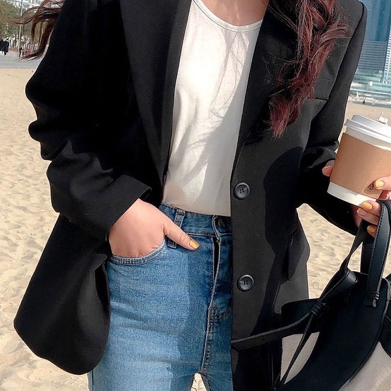 Áo Blazer Nữ Tay Dài Có Đệm Vai Hai Lớp Chất liệu dày dặn - có ảnh thật | BigBuy360 - bigbuy360.vn