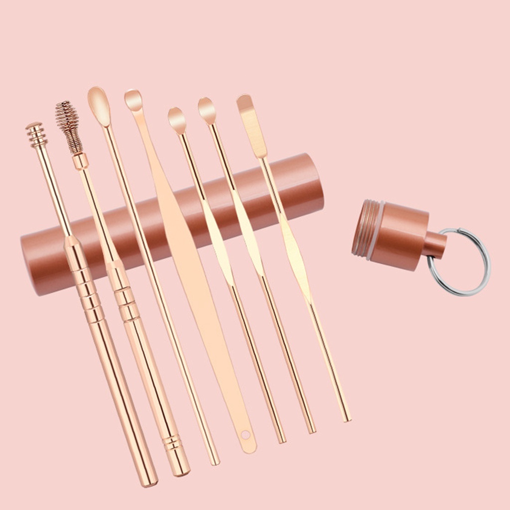 [Hàng mới về] Bộ dụng cụ làm sạch tai bằng thép không gỉ có hộp đựng tiện dụng