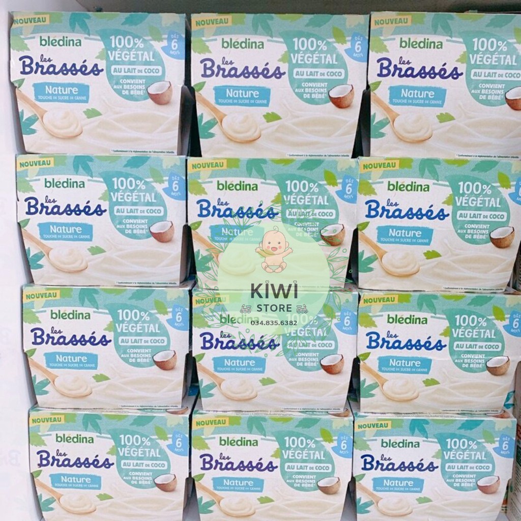 Sữa chua sữa dừa hữu cơ Bledina Pháp vị tự nhiên cho bé 6m+ (95gx4h)