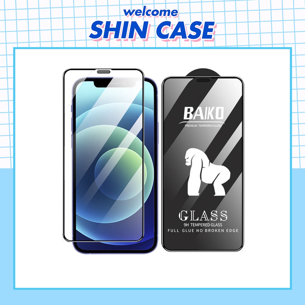 Kính cường lực iphone Baiko full màn siêu cứng 6/6plus/6s/6splus/7/7plus/8/8plus/x/xs/11/12/13/14/pro/max/promax/Ốp