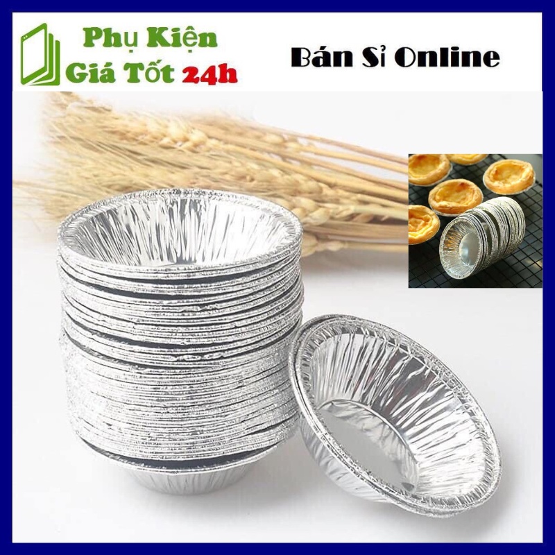 Combo 50 khay/ chén giấy bạc lót khuôn nướng bánh tiện dụng