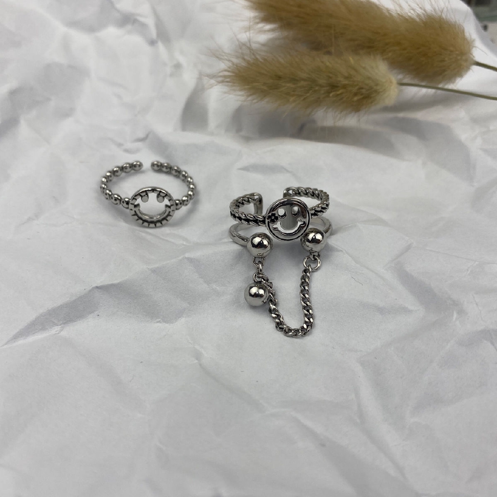 Nhẫn Hình Mặt Cười Phong Cách Retro