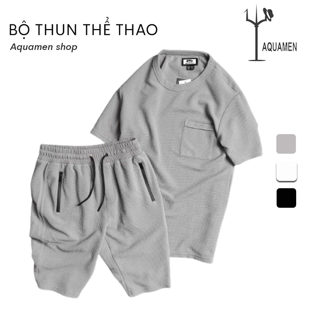 Bộ quần áo thun cho nam vải wafle vân bắp, bộ đồ thể thao vải bắp cộc tay co dãn 4 chiều dành cho nam | BigBuy360 - bigbuy360.vn