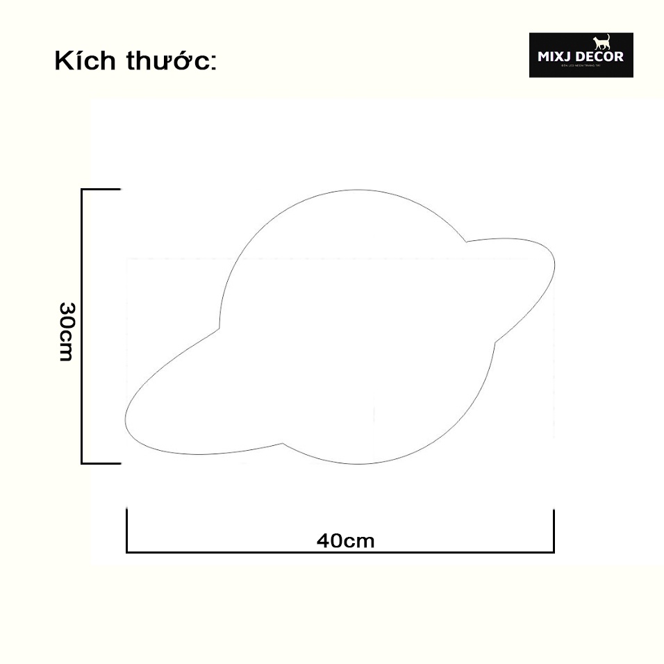 Đèn led Neon trang trí | Hình Sao Thổ | 30X40cm | Decor phòng ngủ | Đèn ngủ | Quà Tặng Trang Trí, Led 12V- MIXJ