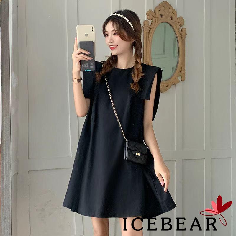 Đầm Dài Qua Gối Không Tay Cổ Tròn Màu Trơn Dành Cho Nữ