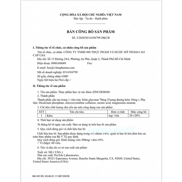 Kẽm Zincderm Hỗ trợ làm đẹp da, tóc, móng
