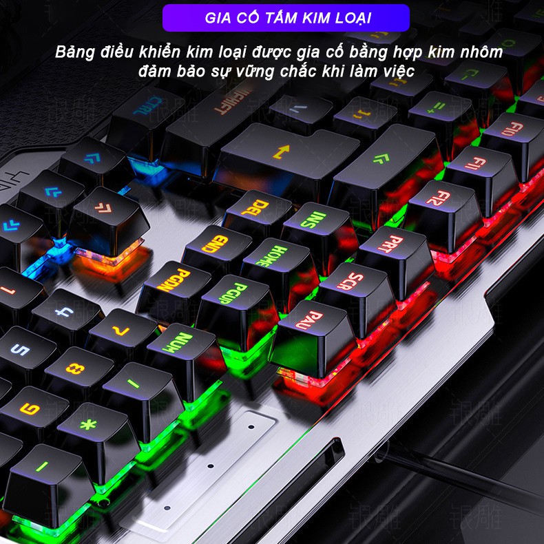 Bàn phím cơ gaming RGB SIDOTECH YINDIAO K100 dòng bàn phím máy tính chơi game 104 phím có LED có kê tay chống mỏi