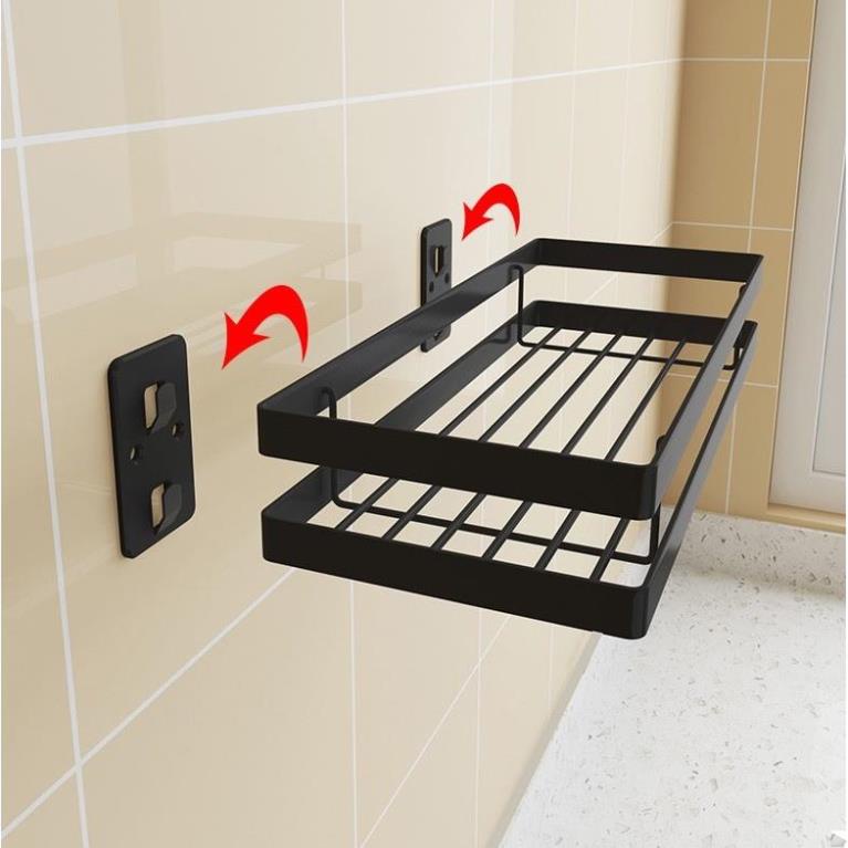 Bộ sản phẩm Kệ góc nhà tắm-Kệ đựng gia vị Chi An-Bản nâng cấp 2 màu Đen-Trắng kèm hướng dẫn dán tường siêu dính .