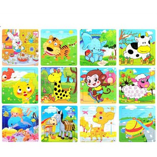 Bộ 10 Tranh Ghép Gỗ Cho Bé - Loại 16 Mảnh Ghép