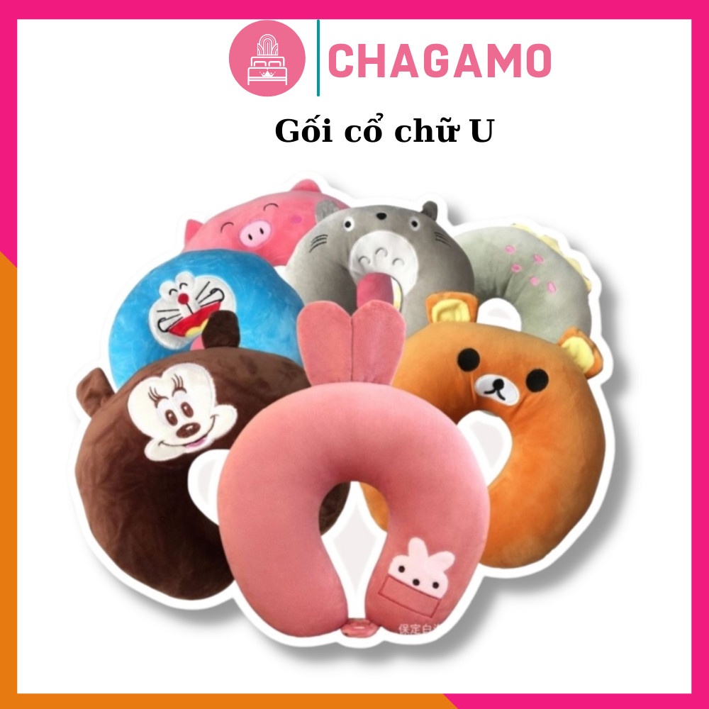 Gối cổ chữ U cho dân văn phòng đi du lịch có nút bấm, gối kê cổ ngủ trưa văn phòng chất liệu bông êm ái - CHAGAMO