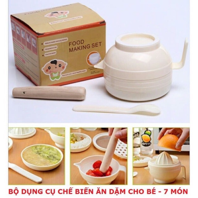 Bộ CHẾ BIẾN ĂN DẶM KIỂU NHẬT bao gồm 7 dụng cụ