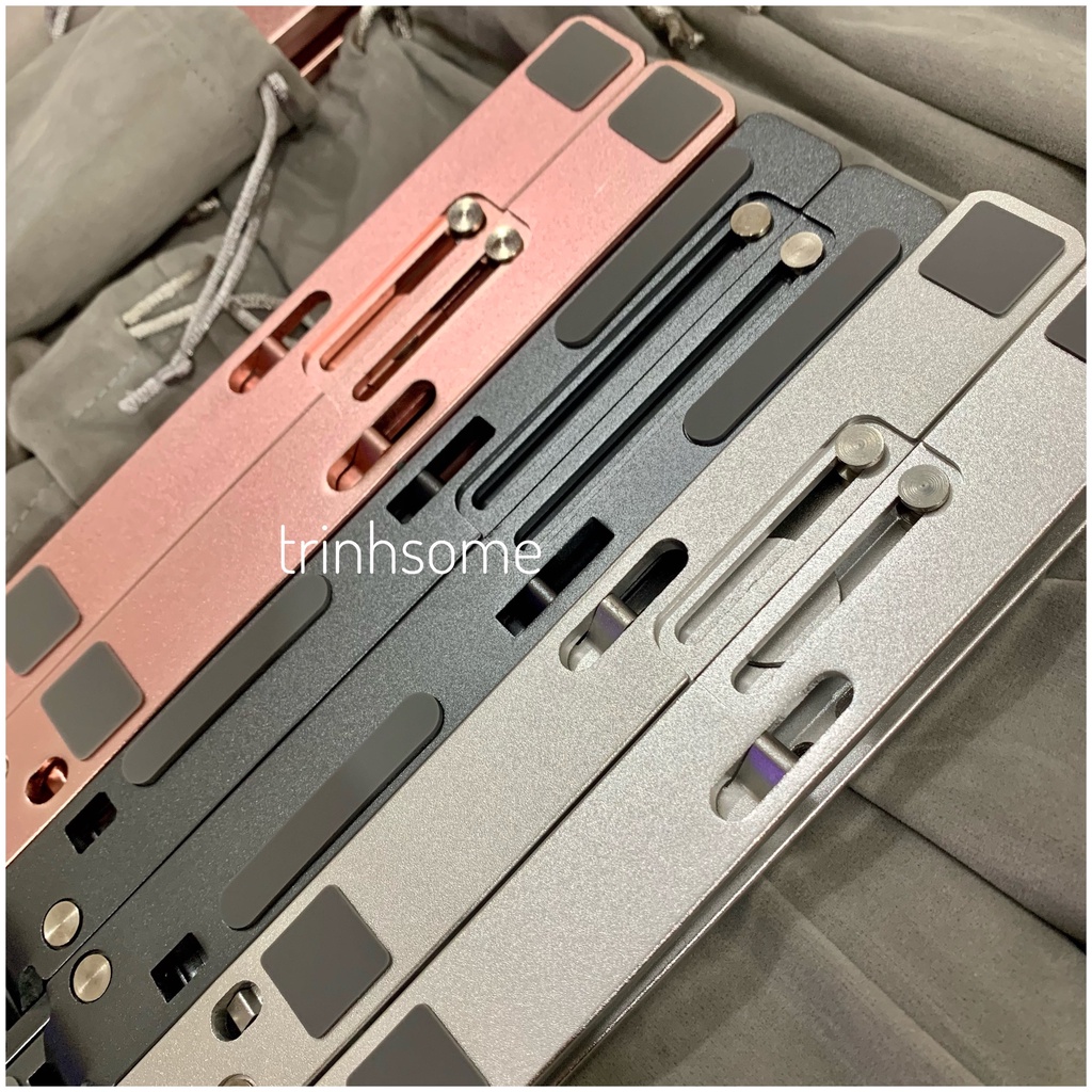 Giá đỡ laptop, macbook bằng nhôm siêu bền, đế tản nhiệt loại nhôm tốt nhất, tặng túi nhung đựng