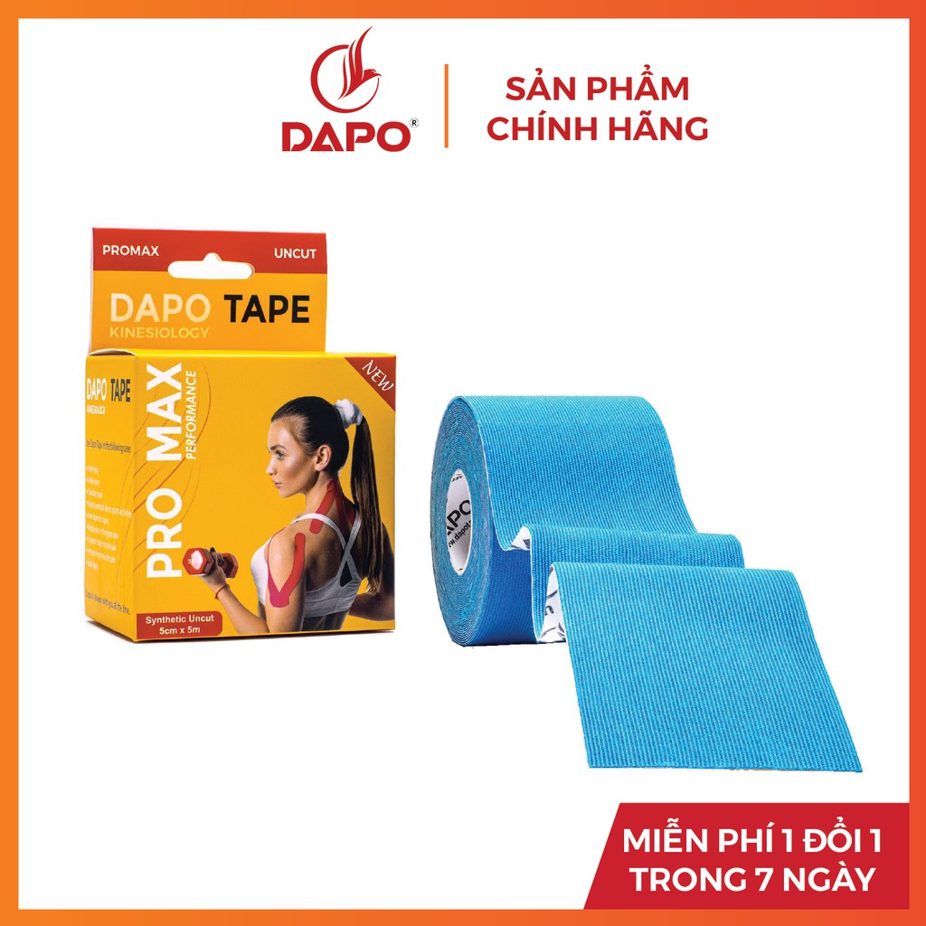 Băng Dán Cơ Thể Thao Dapo Tape Sợi Tổng Hợp Chưa Cắt Màu Xanh phòng tránh, hỗ trợ phục hồi chấn thương