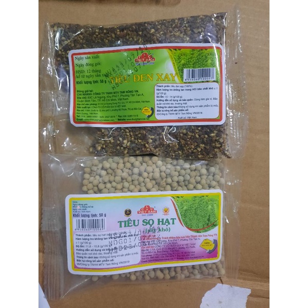 Tiêu xay đen,tiêu sọ hạt 50g Việt San.