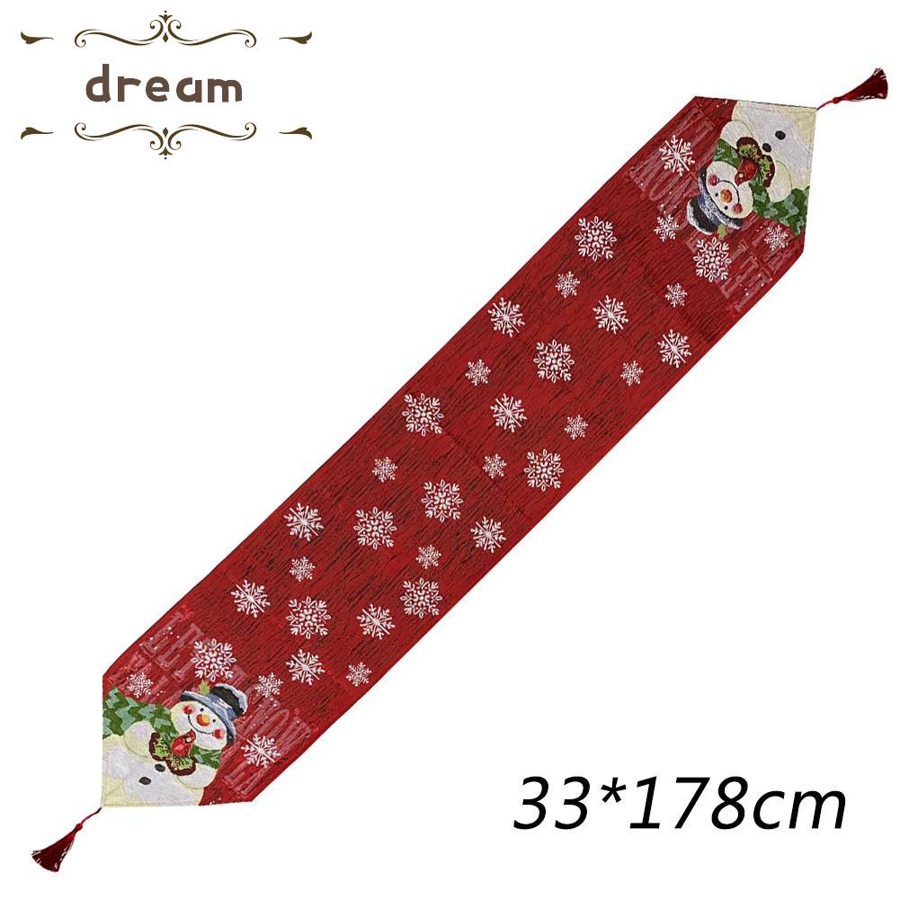 【DREAMLIFE】2022 Christmas Deer Embroidered Xmas Table-Runner For Christmas Tablecloths New
