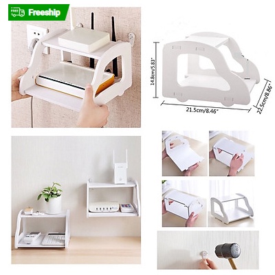 Kệ wifi treo tường 2 tầng mini nhỏ gọn phù hợp với mọi không gian.IG375