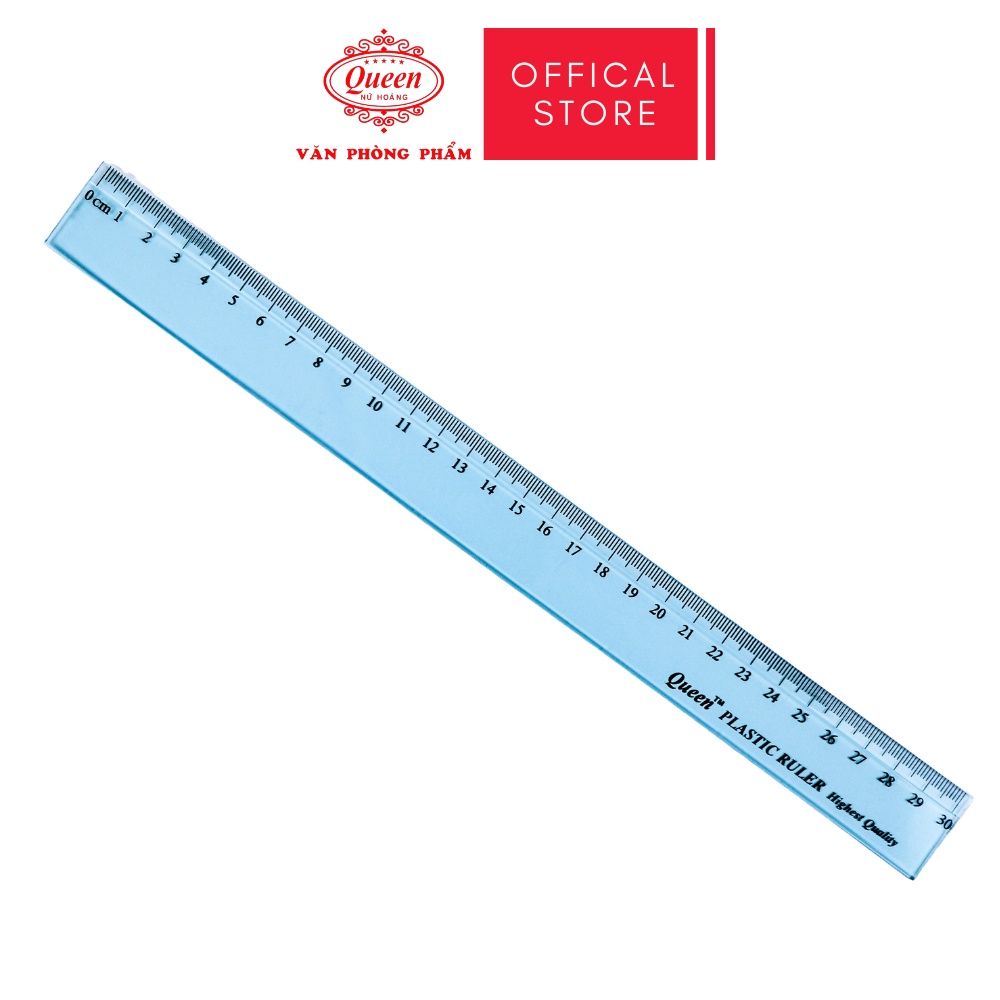 Thước nhựa 30cm - Màu Trắng Trong/Xanh/Xanh Lá/Hồng - Queen