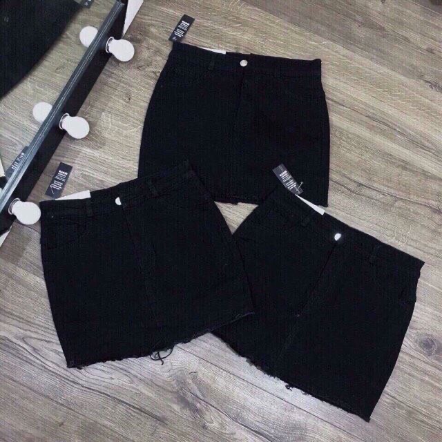 Chân váy jeans kaki ngắn turua có quần bên trong