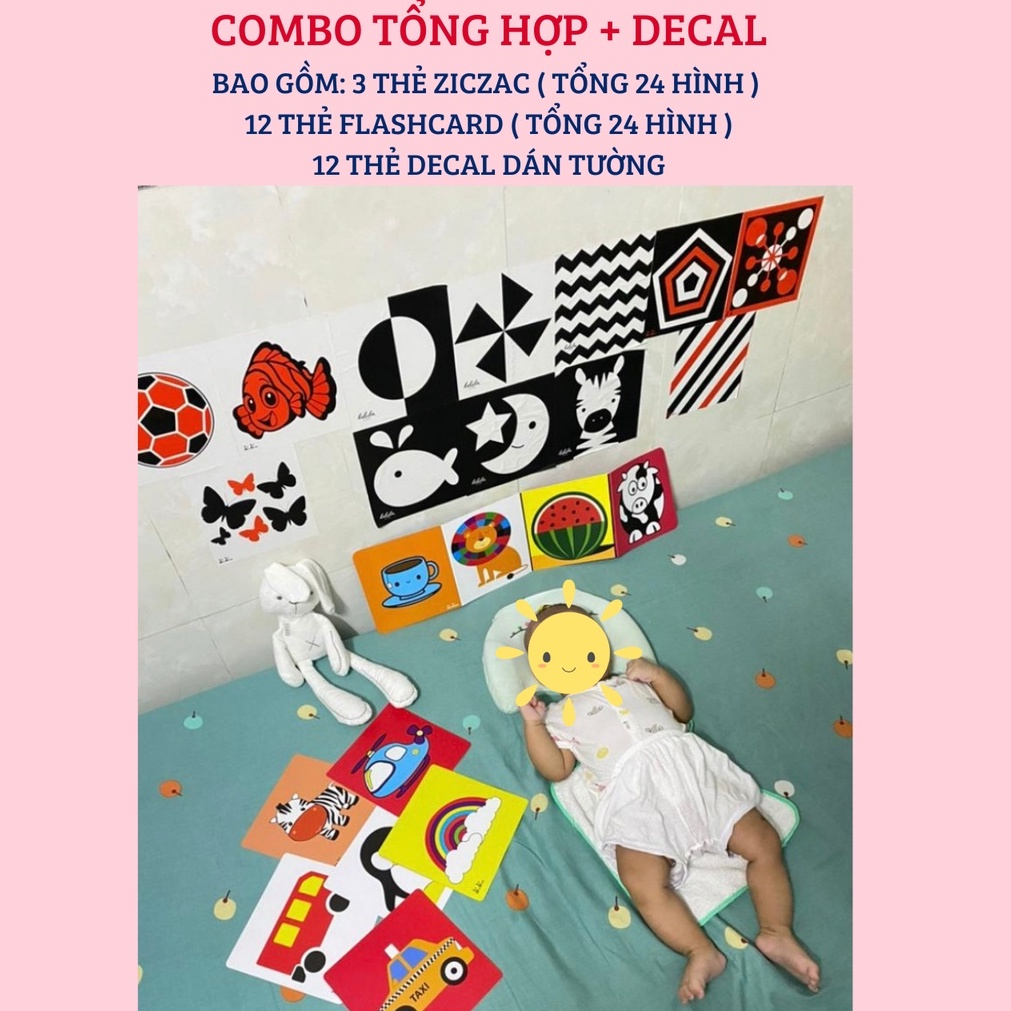 Bộ Thẻ KÍCH THÍCH THỊ GIÁC Cho Trẻ Sơ Sinh Phát Triển Toàn Diện [dạng đứng ZIG ZAC và FLASHCARDS ] Bebon
