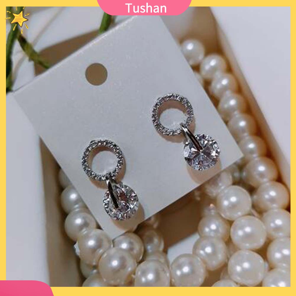 Hoa tai dáng tròn đính đá thời trang cho nữ