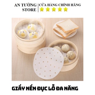 Set Giấy Nến Tròn Đục Lỗ Lót Xửng Hấp, Nồi Chiên Không Dầu, Hấp Bánh Bao
