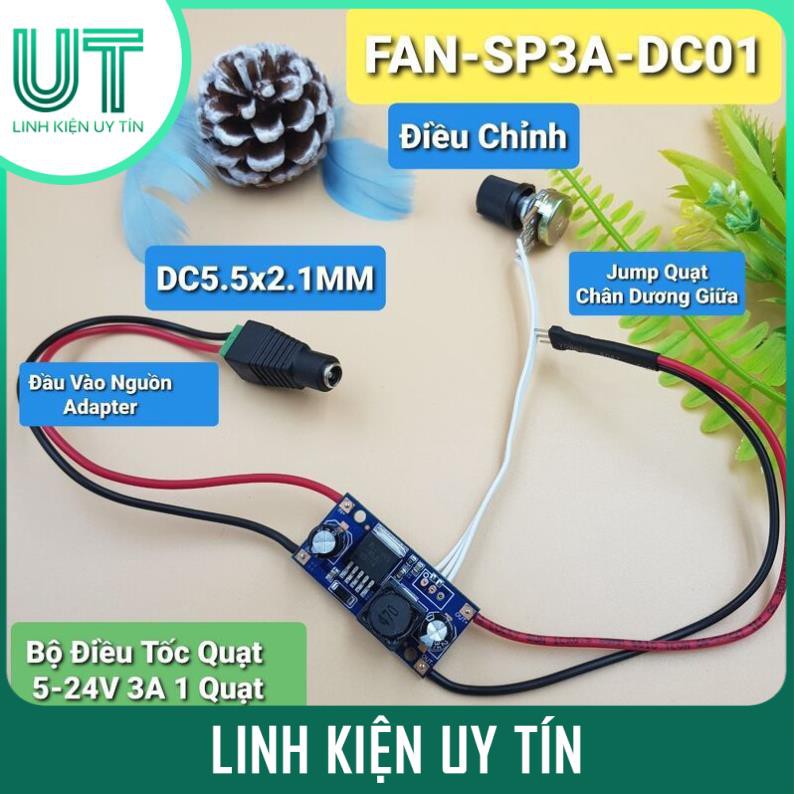 Bộ Điều Tốc Quạt 5-24V 3A 1 Quạt Đầu DC FAN-SP3A-DC01