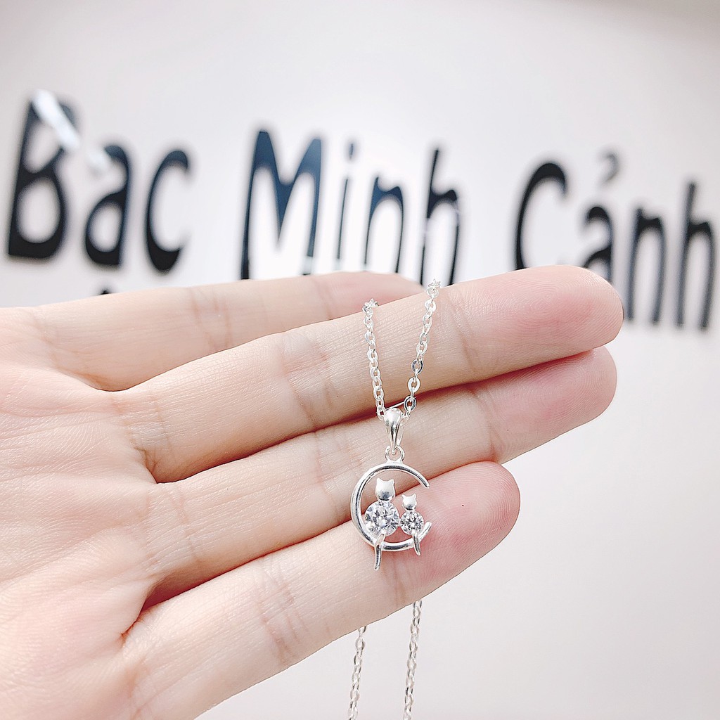 Dây Chuyền Bạc Đôi Mèo Trên Mặt Trăng - Minh Canh Jewelry