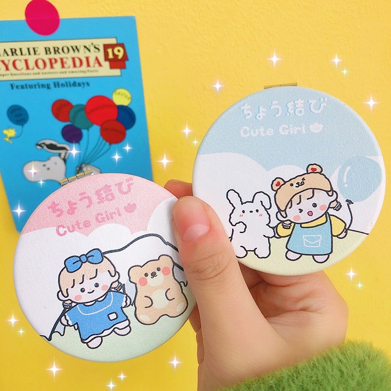 Gương Trang Điểm Gấp 2 Mặt Mini Bỏ Túi Hàn Quốc