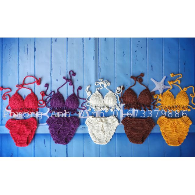 Sét bikini len móc - bikini len handmade cho bé - có sẵn - nhận oder theo màu và kích thước