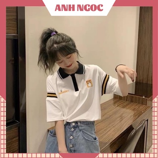 Áo thun tay lỡ nữ freesize, Áo phông nữ form rộng cổ polo
