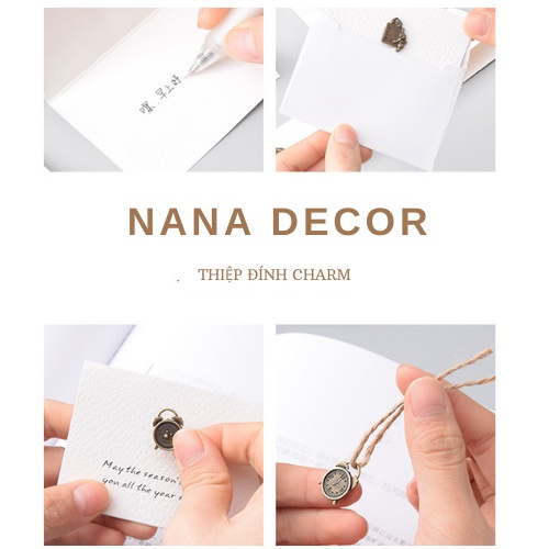 Thiệp Chúc Mừng Mini Đính Charm Sắt Phong Cách Retro