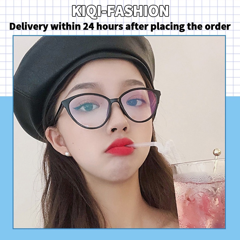 (KIQI-FASHION) COD Mắt Kính Chống Ánh Sáng Xanh Gọng Mắt Mèo Trong Suốt Thời Trang Thanh Lịch Cho Nữ