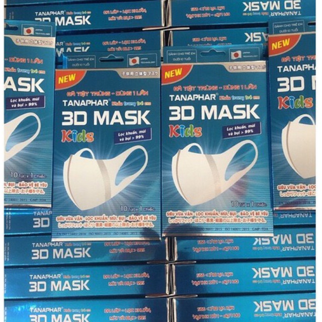 Khẩu trang 3D Mask Tanaphar hộp 10 chiếc ( trẻ em ,người lớn )