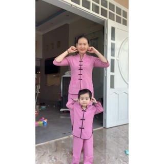 Set 2 bộ đồ lam đi chùa cho mẹ và bé