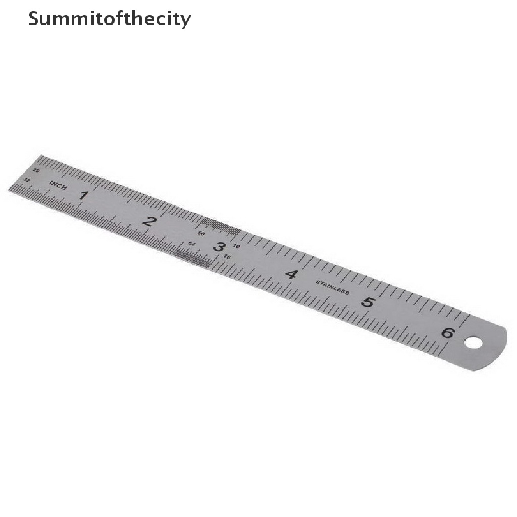 Thước đo thẳng bằng thép không gỉ hai mặt 15cm 6inch tiện dụng