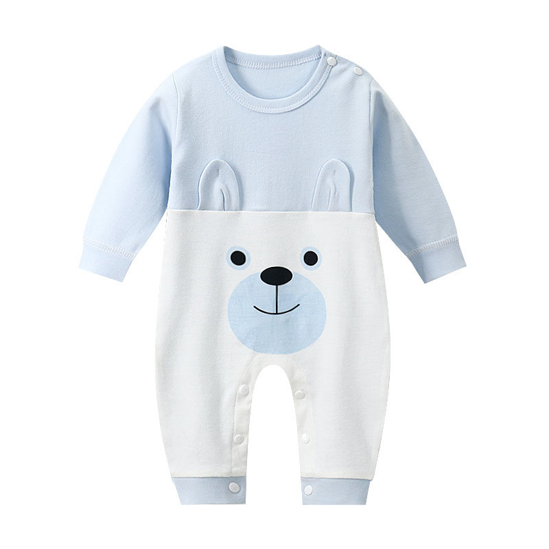 Áo Liền Quần Tay Dài Chất Cotton Hoạ Tiết Hoạt Hình Đáng Yêu Dành Cho Bé