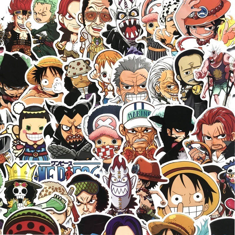 Y&P| Bộ 60 nhãn dán họa tiết hoạt hình ONE PIECE