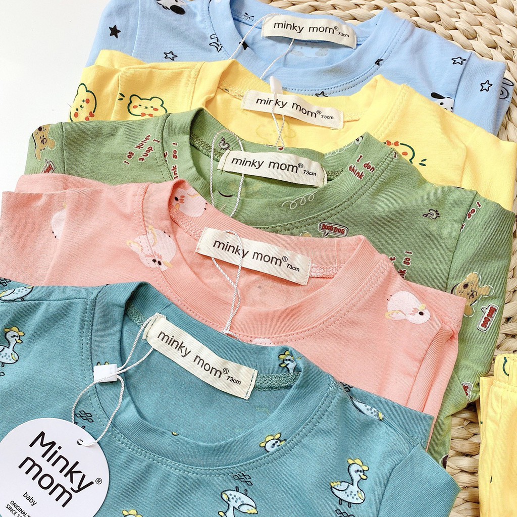 Bộ Cotton 100%  in hình thú nhí ngộ nghĩnh cho bé trai và bé gái