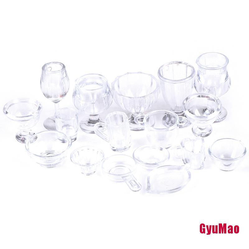 Bộ 17 Món Đồ Chơi Dụng Cụ Ăn Uống Trong Suốt Cho Nhà Búp Bê Tỉ Lệ 1:12