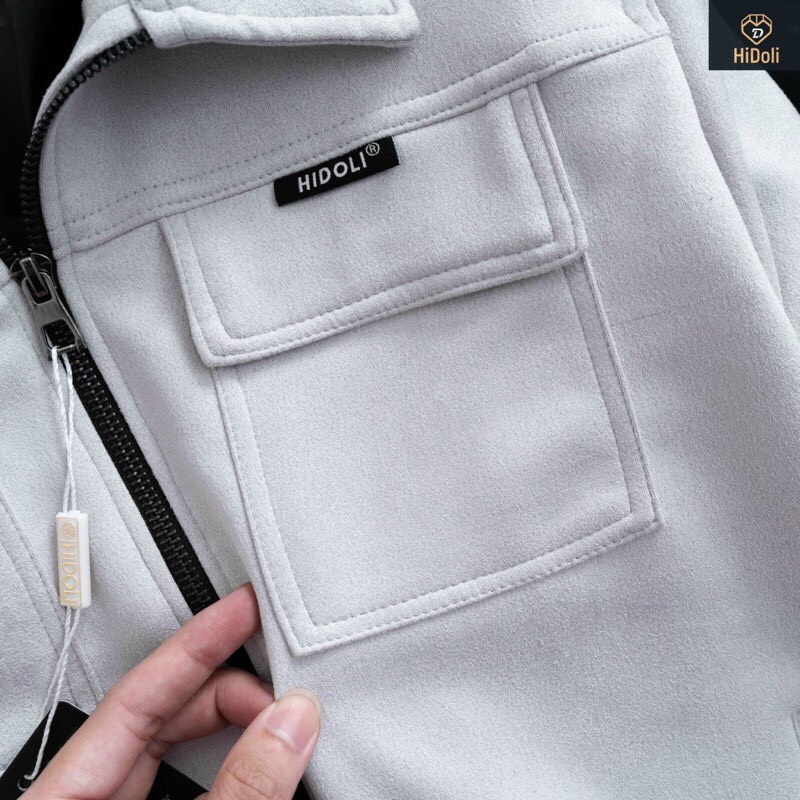 Áo khoác da lộn lót gió cổ bẻ - Áo khoác thu đông thời trang nam AK62