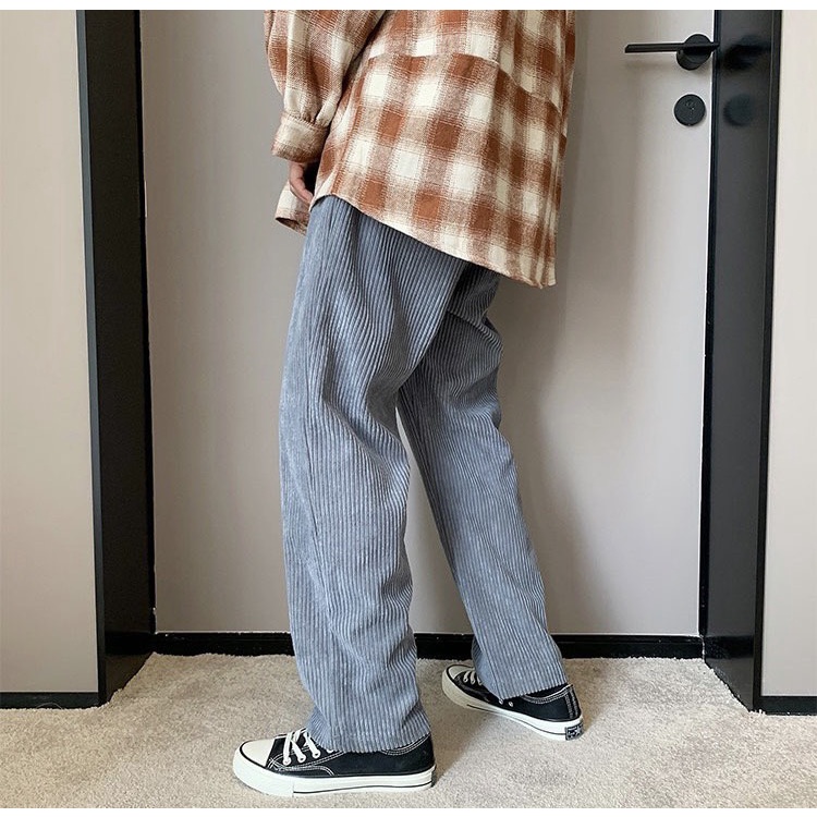 Quần Ống Suông Ulzzang  Nhung Tăm Form Suông Rộng Unisex