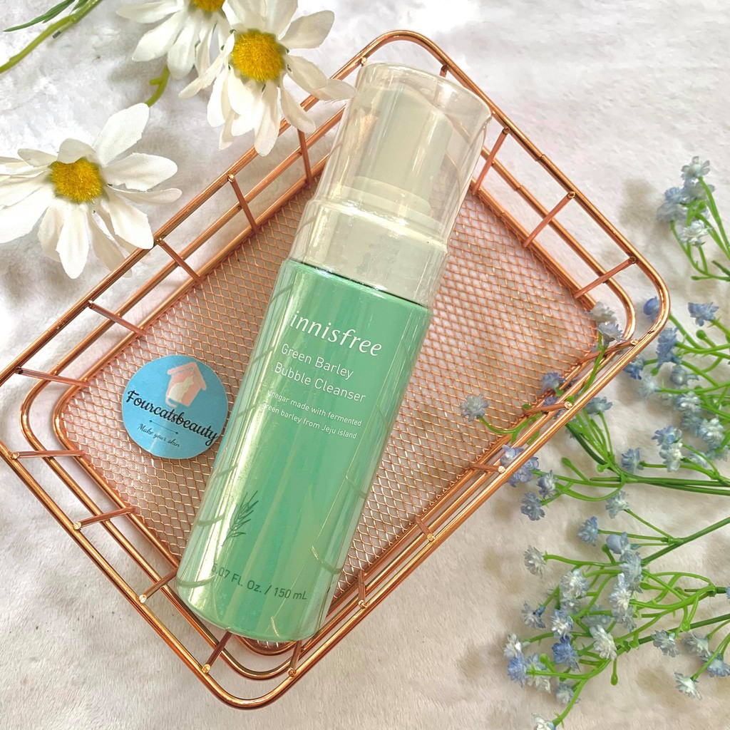 Sữa Rửa Mặt Tạo Bọt Kết Hợp Tẩy Da Chết Nhẹ Innisfree Green Barley, Apple Bubble Cleanser 150ml