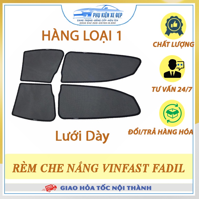 Rèm che nắng ô tô NAM CHÂM theo xe Vinfast Fadil ⚡ HÀNG LOẠI 1 - LƯỚI DÀY ⚡ - Combo 4 tấm chắn nắng - VIỆT NAM SẢN XUẤT