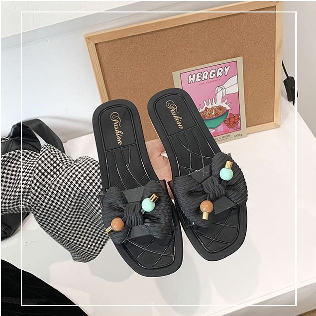 Dép nữ quai ngang thời trang cao cấp đính nơ xinh xắn cute dép đi trong nhà, dép văn phòng, dép đi dạo DN33